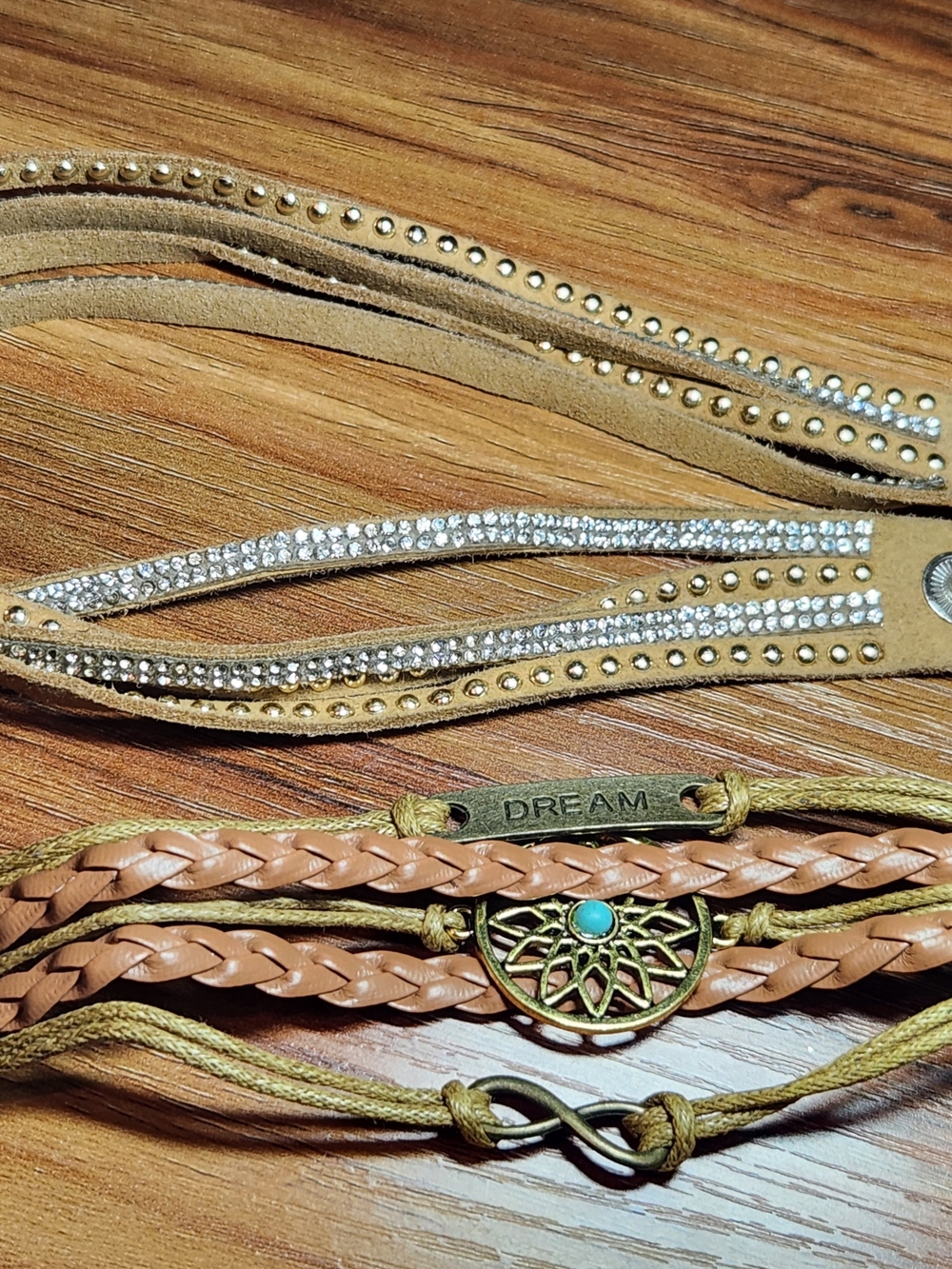 2 - Boho Dream Multistrand Women's Bracelet - Tan & Gold